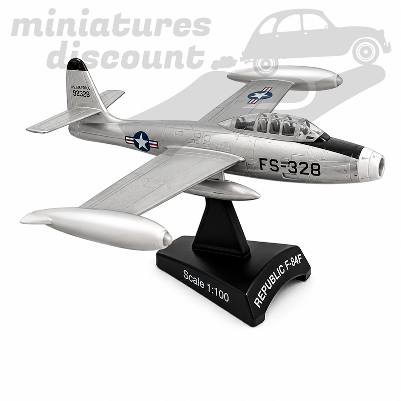 AVION RÉPUBLIC F84 -EN MÉTAL (GRIS CLAIR) - 1/100ème sous blister