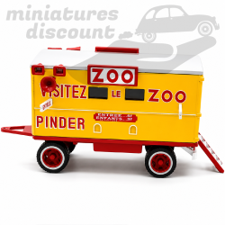 REMORQUE CAISSE, "VISITEZ LE ZOO" ROULOTTE CIRQUE PINDER (JAUNE) - 1/43ème sous blister