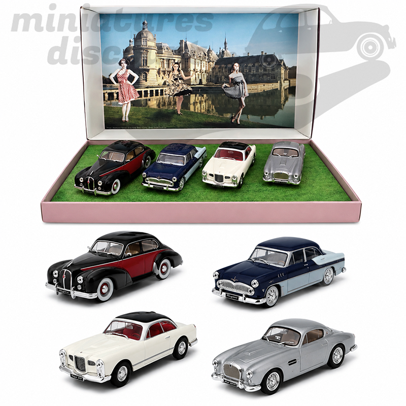 COFFRET HOTCHKISS ANJOU-SIMCA REGENCE-FACEL VEGA FV-TALBOT LAGO 4500 (MULTICOLORE) - 1/43ème en boite