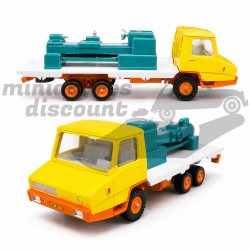 CAMION BERLIET STRADAIR " PLATEAU PORTE MACHINE OUTIL " (JAUNE) - DAN TOYS - 1/50ème en boite