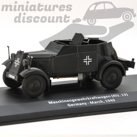 MASCHINENGEWEHRKRAFTWAGEN KFZ13 ALLEMAGNE EN 1940 MILITAIRE (VERT) - 1/43ème en boite