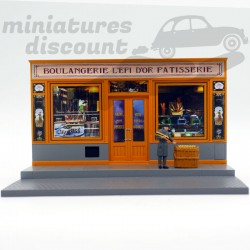 PEUGEOT 203 + FAÇADE DIORAMA BOULANGERIE (BEIGE) - 1/43ème sous blister