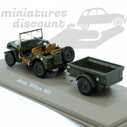 JEEP WILLYS MB AVEC REMORQUE (VERT MILITAIRE) - 1/43ème en boite