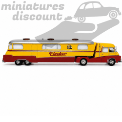 CAMION + REMORQUE HABITATION CIRQUE PINDER (JAUNE) - 1/64ème sous blister