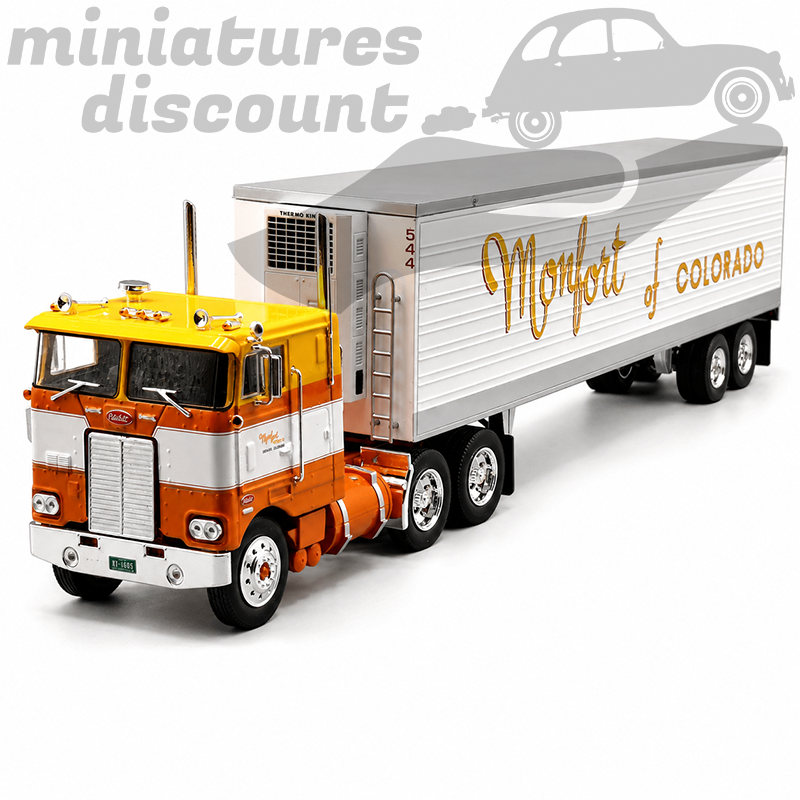 CAMION SEMI-REMORQUE PETERBILT 352H "MONFORT" (ORANGE) - 1/43ème en boite
