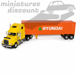 CAMION SEMI-REMORQUE FREIGHTLINER FLD 112 "HYUNDAI" (ORANGE) - 1/43ème en boite