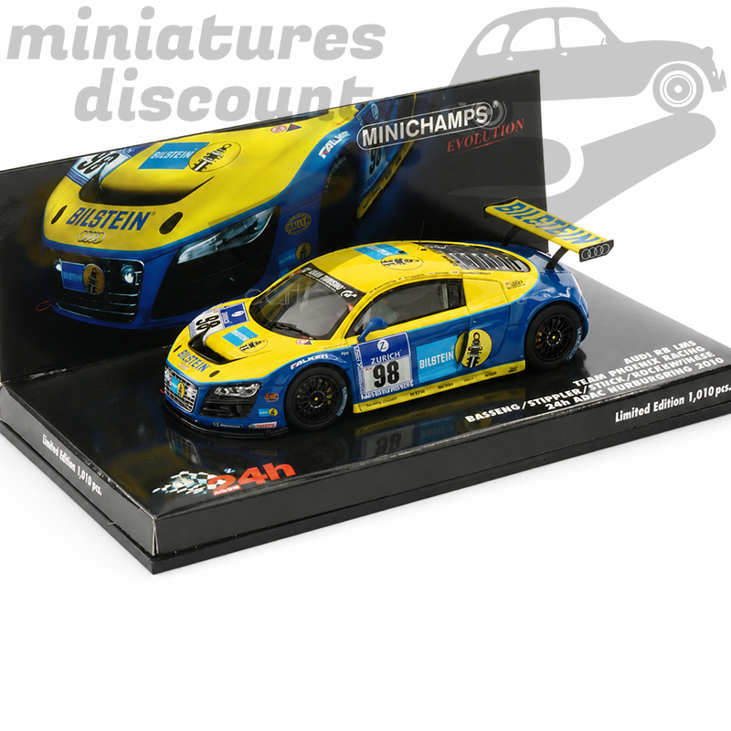 AUDI R8 LMS TEAM PHOENIX 24H DE NURBURGRING 2010 (JAUNE) - MINICHAMPS - 1/43ème en boite