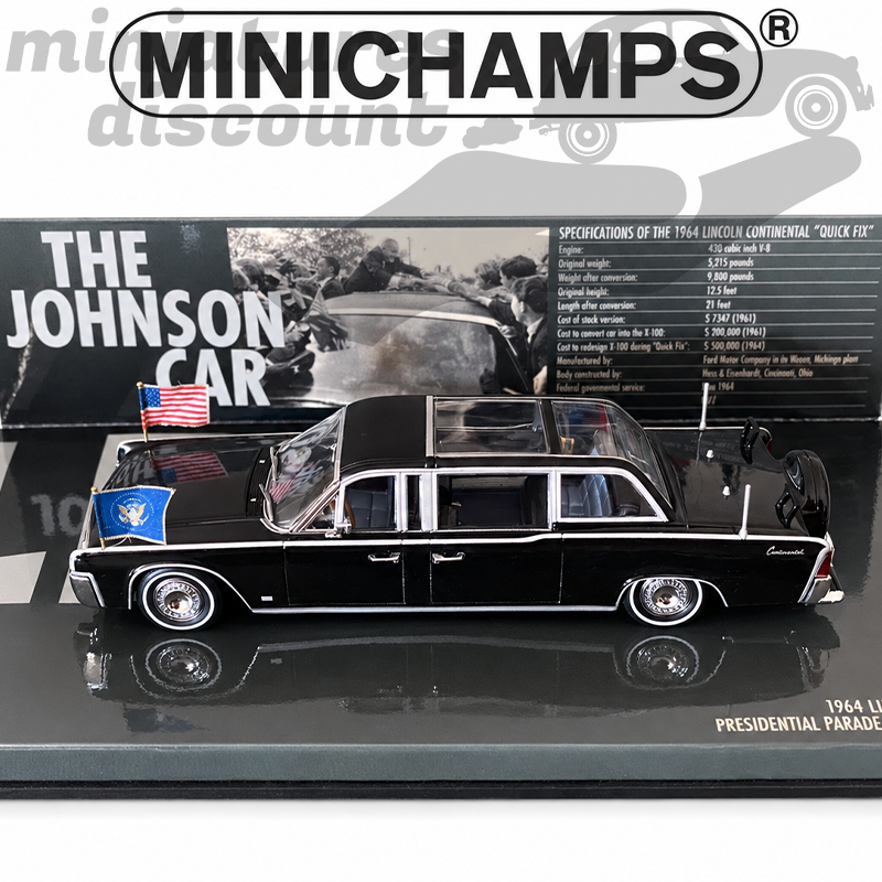 LINCOLN CONTINENTAL 1964 PRÉSIDENTIELLE PARADE VÉHICULE (NOIR) - 1/43ème en boite