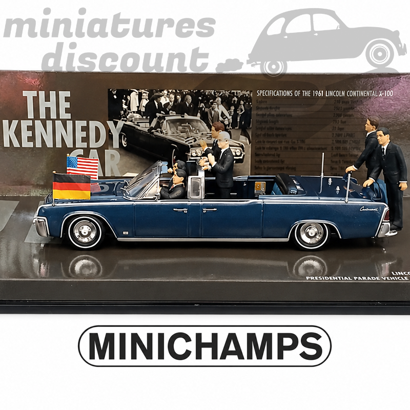 LINCOLN CONTINENTAL PRÉSIDENTIELLE PARADE VÉHICULE À BERLIN EN 1963 (BLEU) - 1/43ème en boite