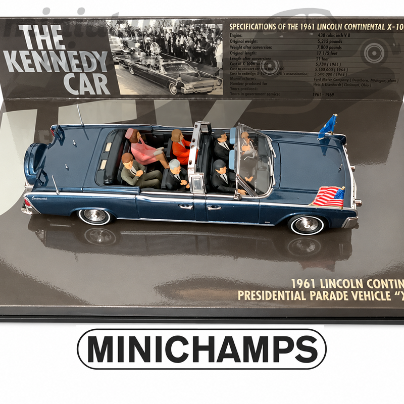 LINCOLN CONTINENTAL PRÉSIDENTIELLE PARADE VÉHICULE À BERLIN EN 1961 (BLEU) - 1/43ème en boite
