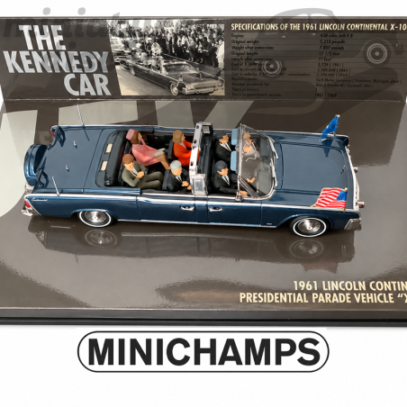 LINCOLN CONTINENTAL PRÉSIDENTIELLE PARADE VÉHICULE À BERLIN EN 1961 (BLEU) - 1/43ème en boite