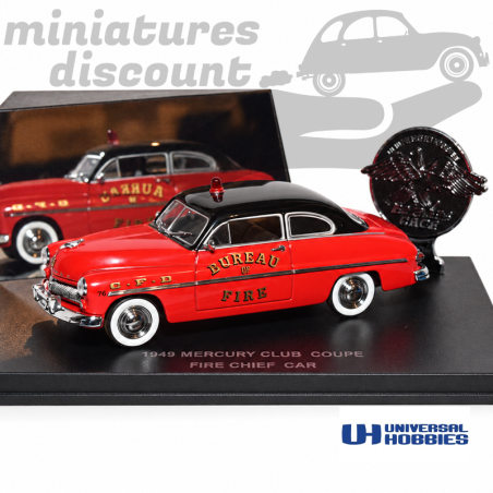 MERCURY CLUB COUPÉ DE 1949 POMPIERS (ROUGE) - UNIVERSAL HOBBIES - 1/43ème en boite