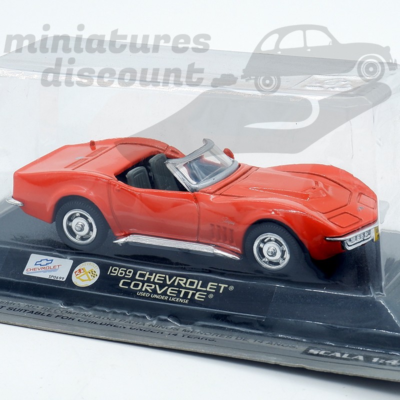 CHEVROLET CORVETTE DE 1969 (ORANGE) - 1/43ème sur socle