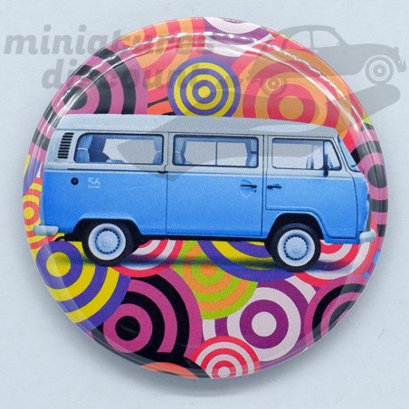 Volkswagen Combi bleu tourbillon - Magnet Déco/Vintage