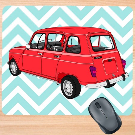 Tapis de souris - Illustration Renault 4L Rouge