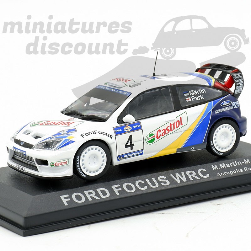 Maquette Ford Focus WRC Rallye Acropolis 2003 - Pilote M. Martin - Ixo échelle 1/43 - Neuf