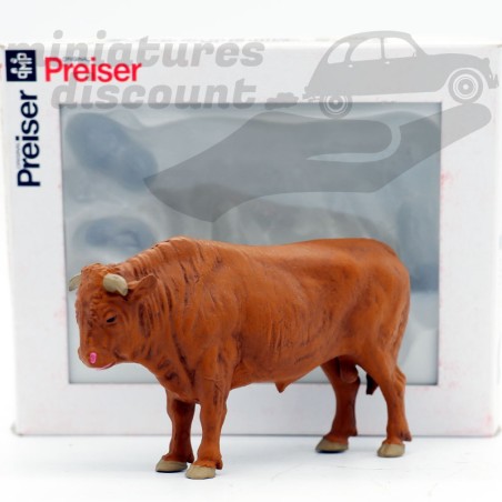 Figurine Taureau Debout - Preiser - Elastolin - 1/25ème en boite
