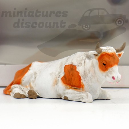 Vache Couchée - Preiser - Elastolin - 1/25ème en boite