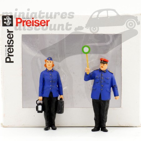 Figurine Personnel de Gare - Preiser - Elastolin - 1/25ème en boite