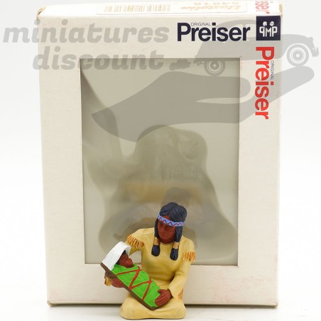 Squaw à genoux avec enfant - Preiser - Elastolin - 1/25ème en boite
