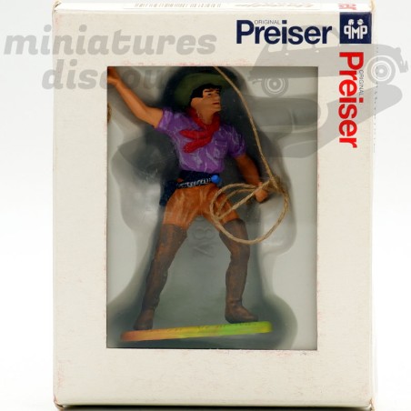 Cow-Boy lançant le lasso - Preiser - Elastolin - 1/25ème en boite