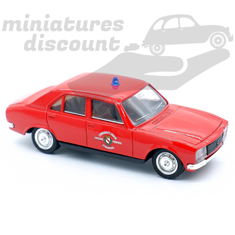 PEUGEOT 504 BERLINE "SAPEURS POMPIER DE STRASBOURG" (ROUGE) - SOLIDO - 1/43ème en boite