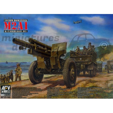 105MM HOWITZER M2A1 & CARRIAGE M2- MAQUETTE AFV CLUB AF35160 (A PEINDRE) - AFV CLUB - 1/35ème en boite