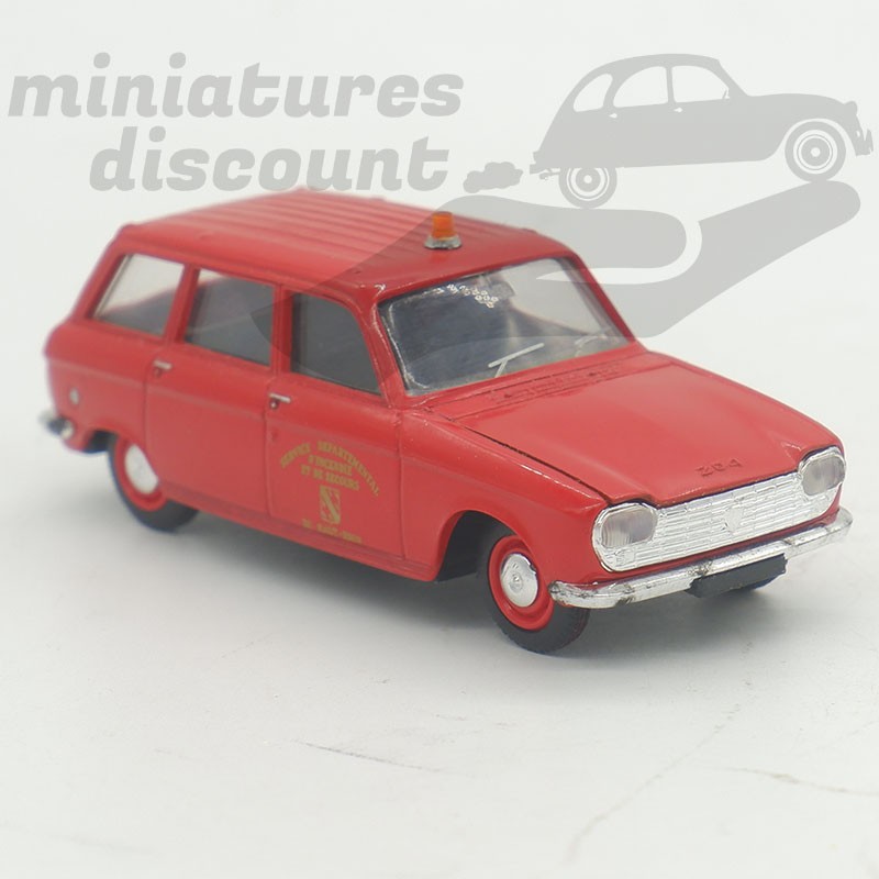 PEUGEOT 204 BREAK POMPIERS SDIS DU HAUT RHIN (ROUGE) - SOLIDO - 1/43ème en boite