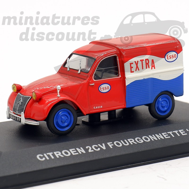 MINIATURE CITROËN 2CV FOURGONNETTE ESSO AVEC BOÎTE (ROUGE) - 1/43ème en boite