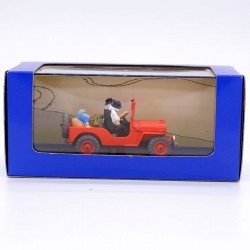 La jeep rouge, de Tintin au Pays de l'Or Noir - Willys MB + Cj2a années 40 - 1/43ème en boite