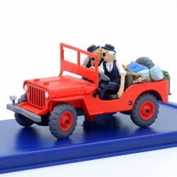 La jeep rouge, de Tintin au Pays de l'Or Noir - Willys MB + Cj2a années 40 - 1/43ème en boite