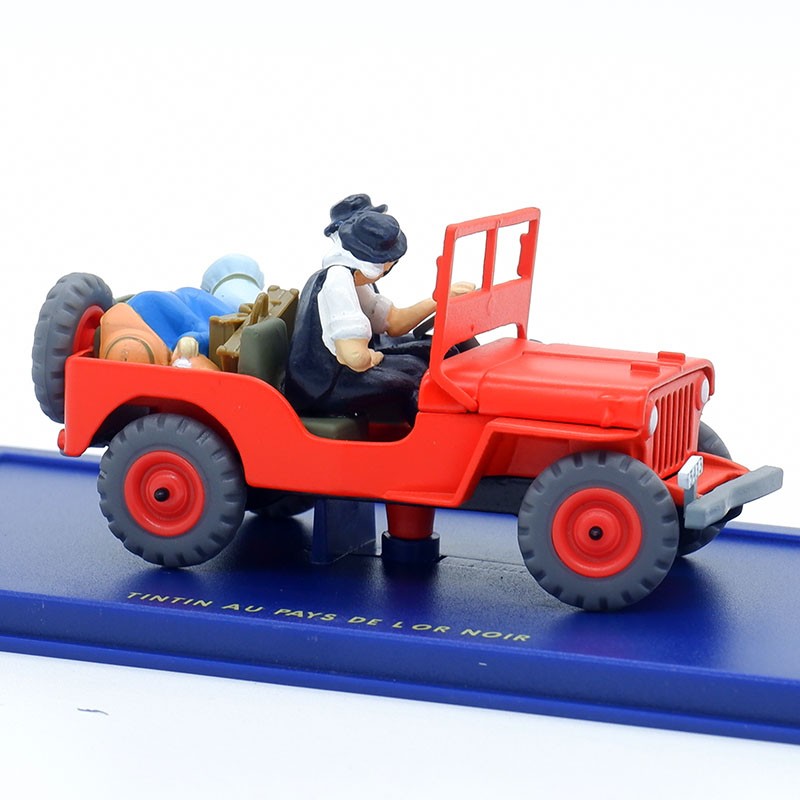 La jeep rouge de Tintin au Pays de l'Or Noir - Willys MB + Cj2a années 40 - 1/43ème en boite
