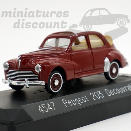 PEUGEOT 203 DÉCOUVRABLE (ROUGE FONCÉ) - SOLIDO - 1/43ème en boite