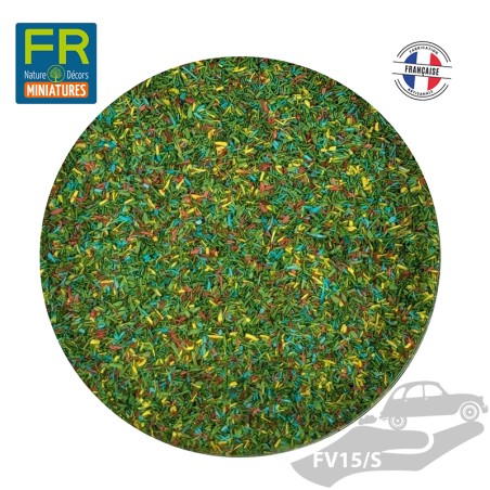Flocage poudre de bois fine vert prairie fleurie foncée 200cc FV15/S - FR Nature Décors miniatures