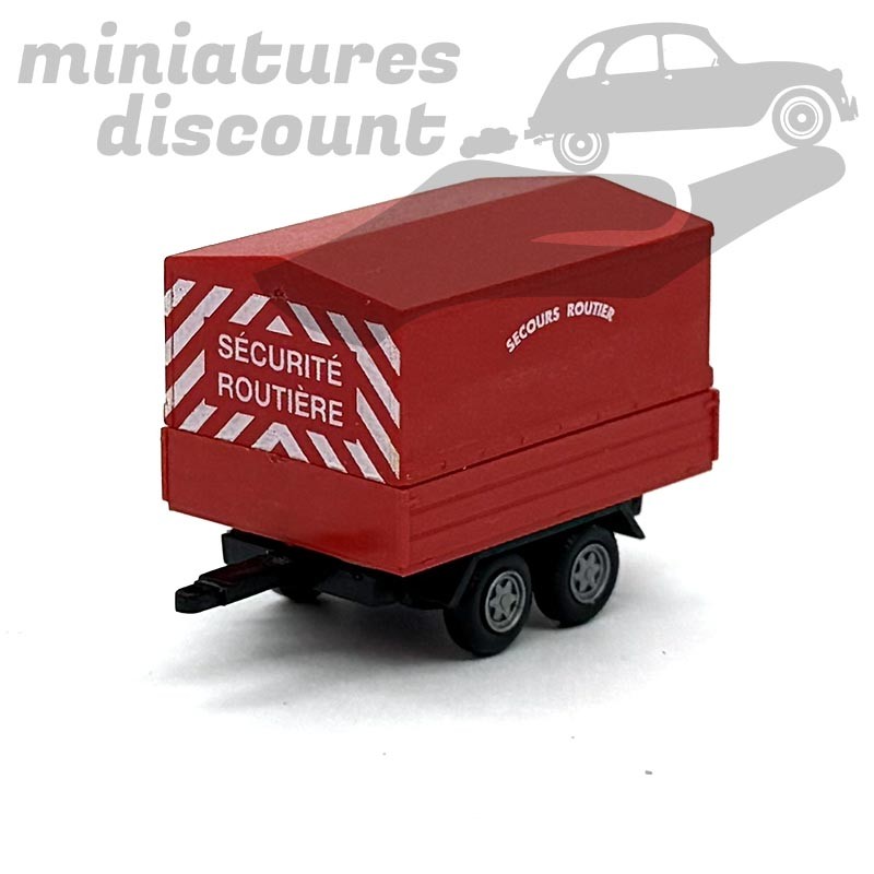 REMORQUE SECOURS ROUTIERS (ROUGE) - 1/87ème sans emballage