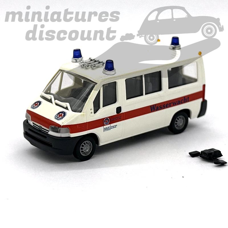PEUGEOT BOXER AMBULANCE "BRK WASSERWATCH" (BLANC) - BUSCH - 1/87ème en boite